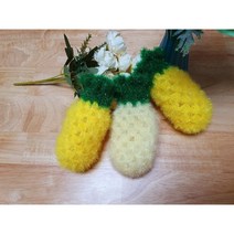 [핸드메이드썬써니]파인애플 수세미 아크릴 수세미 손뜨개 핸드메이드 답례품 선물 event 도톰한 수세미, 노랑