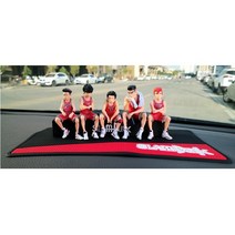 차량 장식품 슬램덩크 주차번호판 자동차 장식품 피규어 5종세트(농구공 증정) 미끄럼방지매트 옵션, 레드 피규어5종+레드 매트