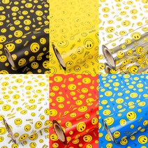 디자인랩 포장지 비닐롤 스마일 소 중 대 선물 포장 재료, 1롤, 대-노랑