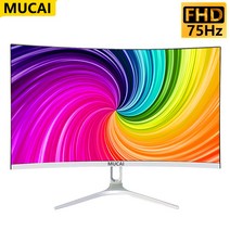 서브모니터 소형 포터블 보조 모니터 MUCAI-24/27 인치 커브 75Hz PC Lcd FHD 컴퓨터 데스크탑 화면 게임 디스플레이 MVA 패널 LED 1080P HDMI 호환/