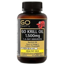[뉴질랜드직구] Go Healthy 크릴 하이 벨류 오일 남극 크릴 오일 1500mg 60Cap 1팩, 상세참조, 수량