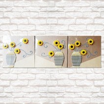 기타 바보사랑[소품마켓]네송이 해바라기 화병 3P 가죽액자 B 집들이 인테리어 선물