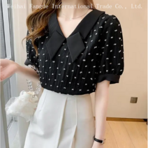 십전십미 여름 버터플라이 반팔 쉬폰 셔츠