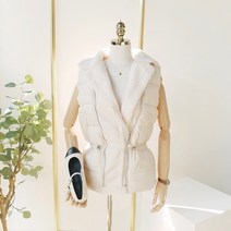 스노우볼 뽀글이 무스탕 루즈핏 스트링 패딩조끼