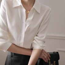 몬드스팟 고급스러운 실켓 셔츠 블라우스 화이트 M DM191_2