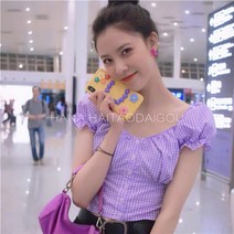 블랙핑크 지수 스퀘어넥 블루 셔링 탱크탑