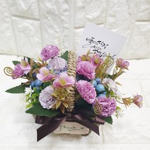영하우스 납골당꽃다발 미니조화 꽃다발 꽃바구니 납골당꽃 부착식 성묘꽃 산소꽃 봉안당조화 추모꽃 꾸미기 납골당 꽃장식, 미니카네이션조화꽃바구니 핑크