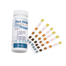 6-IN-1 다목적 염소 PH 테스트 스트립 수영장 물 알칼리도 경도 풀 테스터 50PCS, CHINA|WHITE