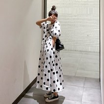 떳다그녀 로나스 도트 롱 원피스