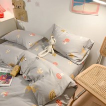고급 클래스 A 더블 원사 면화 침대 이불세트 4피스 퓨어 코튼 피부에 친화적인 아기 어린이 학생 침구