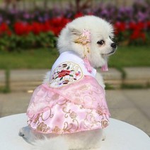 웨딩드레스 드레스 공주 강아지 고양이 결혼 애견 치마 용품 봄여름 옷 한복 면 gy 114146, 원반 자수 핑크
