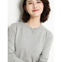여성 캐시미어 라운드넥 기본 니트 티셔츠