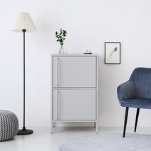 마켓비 MKB 캐비넷 모던세로 2문 수납장 6001015, 라이트그레이