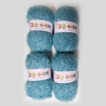 울클럽 별꽃수세미 만들기 DIY 고급수세미실 4볼세트, 165민트데님