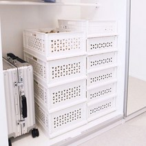 가쯔 슬라이딩 수납정리함 리빙박스 폴딩박스 M 6개, 화이트