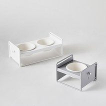 펫토 쑥쑥 식기 테이블 - 각도높이 조절 강아지 고양이 식기 식탁 밥그릇 1구 기본형, 2구 기본형_화이트 | 아이보리