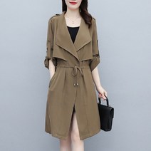 큰옷여성코트 귀부인 트렌치 봄가을 고급 통큰 작은 키 빅사이즈 하프기장 2589403518