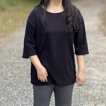 여성 빅사이즈 오버핏 무지 보트넥 7부 레이어드 이너 티셔츠