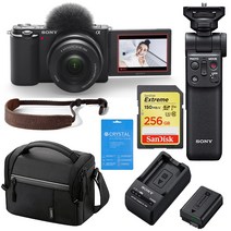 ZV-E10L 16-50mm 렌즈 + GP-VPT2BT 그립+ 센Ext256G+ 충전기+배터리 +가방+스트랩+ 필름 소니 공식대리점 홍익AV, 블랙