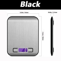 디지털 주방 저울 5kg10kg 식품 다기능 304 스테인레스 스틸 밸런스 lcd 디스플레이 측정 그램 온스 요리 베이킹, 검은색, 10kg