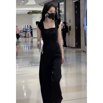 소매 프릴 허리밴딩 프릴포인트 날개 와이드핏 어깨 프릴셔링점프수트 오버롤 블라우스 점프슈트