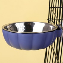 강아지 간식통 사료 고양이 애완 동물 케이지 먹이 그릇 걸이식 개 스테인레스 스틸 개집, 01 파란