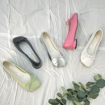 물결라인 둥근코 리본플랫 귀여운단화 실버플랫 3cm