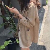 쿨샵여성자켓오버핏린넨자켓캐주 캐주얼 쿨샵 여성자켓 가디건 린넨자켓 니트 라운드티 폴라티 원버튼 오버핏 8W9F2C90