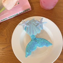 한국 슈퍼 요정 인어 꼬리 머리핀 머리핀 소녀 아기 사이드 클립 헤어 액세서리 귀여운 만화 공주 머리 보석