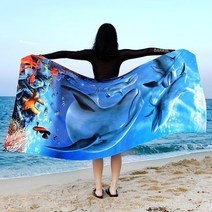 케이투나인 제주도 감성 바캉스 특대형 비치타올 신나는고래, 1개, 특대 신나는고래 비치타올