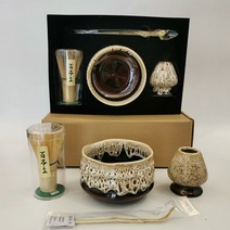 차선 말차 도구 4종 세트 황죽 일본식 핸드메이드 백본입 다선 말차잔, 퍼플 말차잔 + 화이트 다선립 세트