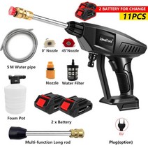 30Bar 무선 고압 세차 물 Spay 총 Makita 18V-21V 배터리에 대 한 휴대용 고압 세탁기 거품 발생기, 협동사, 두 개의 작은 배터리