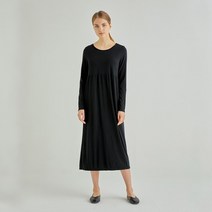 [세컨스킨] NAWFD5002 실크같이 부드러운 촉감의 모달 롱슬리브 루즈핏 롱드레스