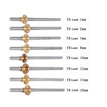 CNC 3D 프린터 T8 리드 스크류 THSL-300-8D 사다리꼴로드 나사 8mm 1mm Length100-1000mm 황동 너트, [03] 200MM, [02] Pitch 2MM Lead 4MM
