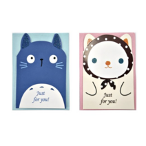 동물 메세지 생일 초대 카드 2종 x 16p 세트, 블루 / 핑크, 2세트