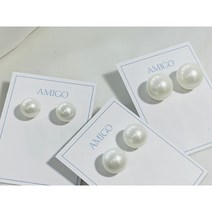 아미고(AMIGO) 빅사이즈 고급 무광 기본 클래식 핵 진주 귀걸이 10mm 12mm 14mm