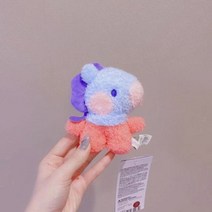 BT21 미니 봉제 인형 펜던트 키 체인 플러시 장난감 가방 액세서리 귀여운 애니메이션 만화 생일 선물, 10cm, HM