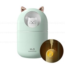 무선가습기 가정용 무드등 간절기 취침모드 분무량 많은 USB 야옹이, 민트
