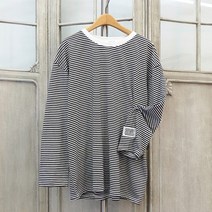 이힝 코드패치 단가라 긴팔 봄 스트라이프 롱티셔츠 티셔츠
