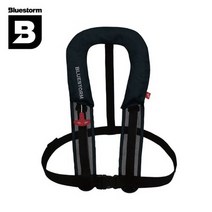 블루스톰 자동팽창식 구명조끼 선상 낚시 BSJ-8320RS, 레드