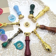 실링왁스 인장 손잡이 스탬프 밀랍 다꾸 청첩장 편지 도장 우드, 4.메탈 로즈골드