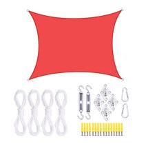 BAJIU 타프스크린 홀리데이타프 자외선 차단 그늘막 옥스퍼드 천 그늘막타프 액세서리 세트, 2*4m, 붉은색