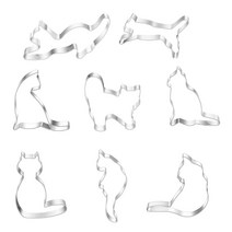 키티 고양이 테마 파티 DIY 쿠키 곰팡이 빵 굽는 선물 사탕 음식 금형 8 개 고양이 쿠키 커터 곰팡이 제빵 내구성을위한 캔디 음식 금형