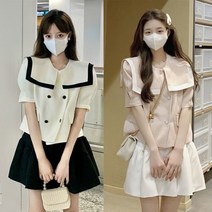 tagi 여자 캐주얼 숏 정장 자켓 치마 상하세트 반팔 점퍼 스커트 투피스