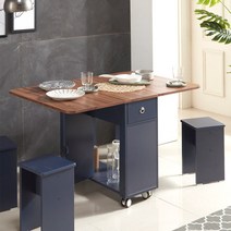 프리티 접이식식탁 의자4개 포함 4인용 확장형 이동식 식탁테이블 1200, 아이보리멀바우