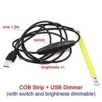 자동차 전구 커스텀 120x10mm 소형 LED 전구 3V COB 조명 조광기 포함 AA 리튬 배터리 USB 흰색 빨간색 파, 02 Yellow, 01 COB USB Dimmer