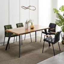 모던 카페인테리어 스틸테이블1500+가죽 암체어4p SET 베란다 초등학생 쇼파 홈, 라이트월넛, 프리시_카키4