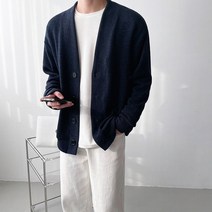골지 오버핏 V넥 니트 가디건(9color)