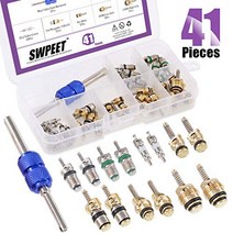 Swpeet 41Pcs R12 / R134a AC Master Valve Core Repair Kit Including Assortment R12 R134a Valve Core, 1, Including Assortment R12 R134
