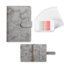 노트 만년다이어리 A5 A6 예산 바인더 플래너 12 조각 현금 봉투 다채로운 PU 가죽 노트북 PCS 포켓, [02] A6, [18] blue blank